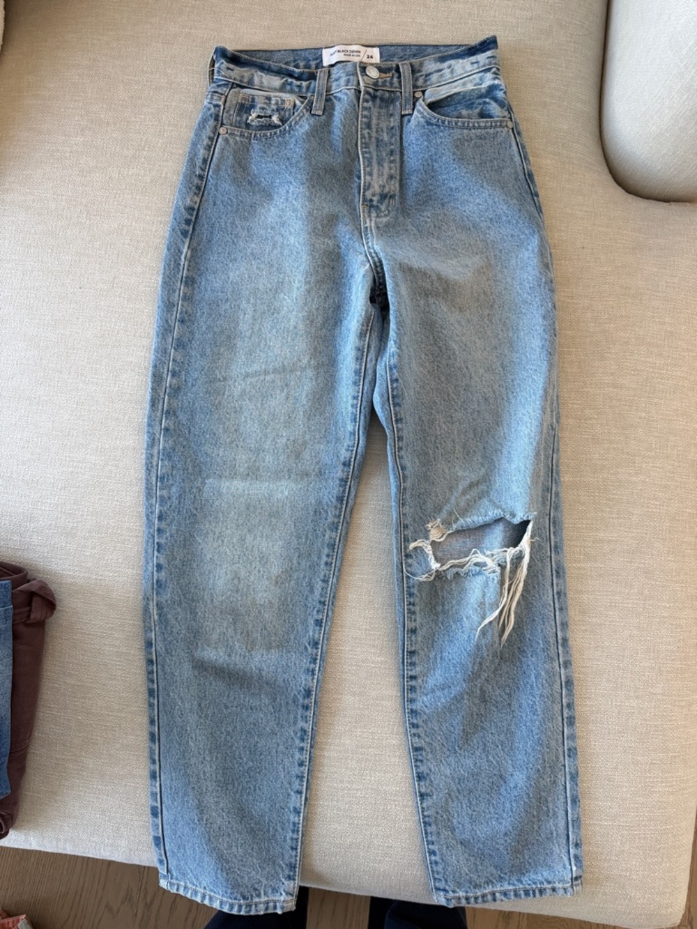 Just Black Light Blue Straight Leg Distressed Jeans